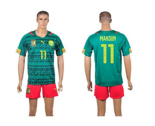 Cameroon #11 Makoun Home World Cup Soccer Country Jersey